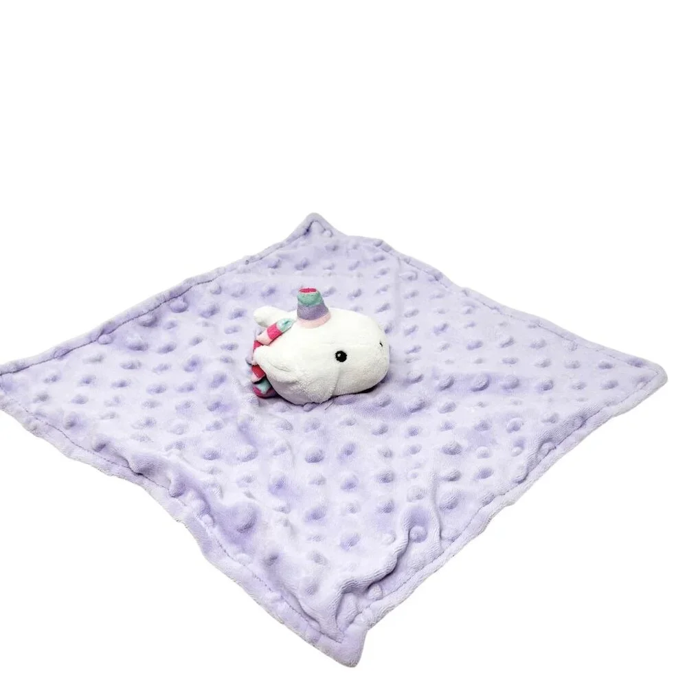 Childrens Place Bundles Baby Place‎ Lovey Unicorn Purple Minky Dot Satin  11.5